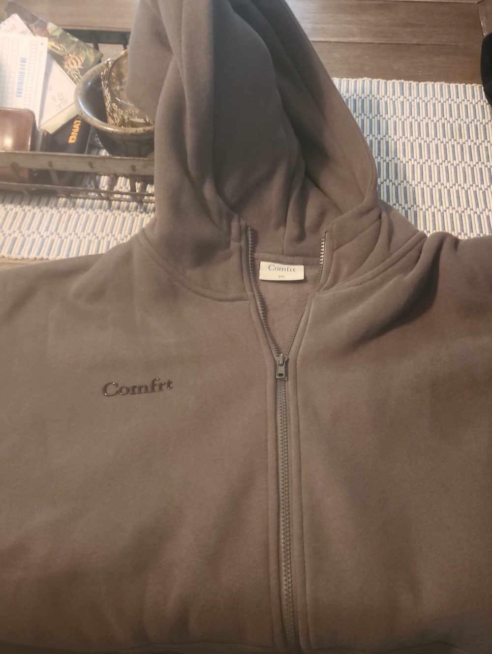 Comfrt Women's Brown Full-Zip Hoodie
